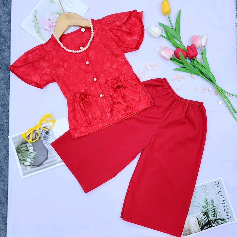 (9-32kg) Bộ áo bà ba tay cánh tiên, gài nút ngọc phía trước + quần dài ống suông (mua 2 bộ kèm 1 vòng ngọc)