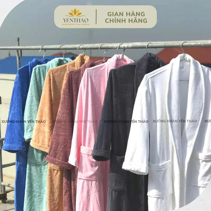 Áo Choàng Tắm Khách Sạn Cao Cấp Bông Lông Cừu YenThao Towels 100% Organic Cotton Nữ Women Dress 5