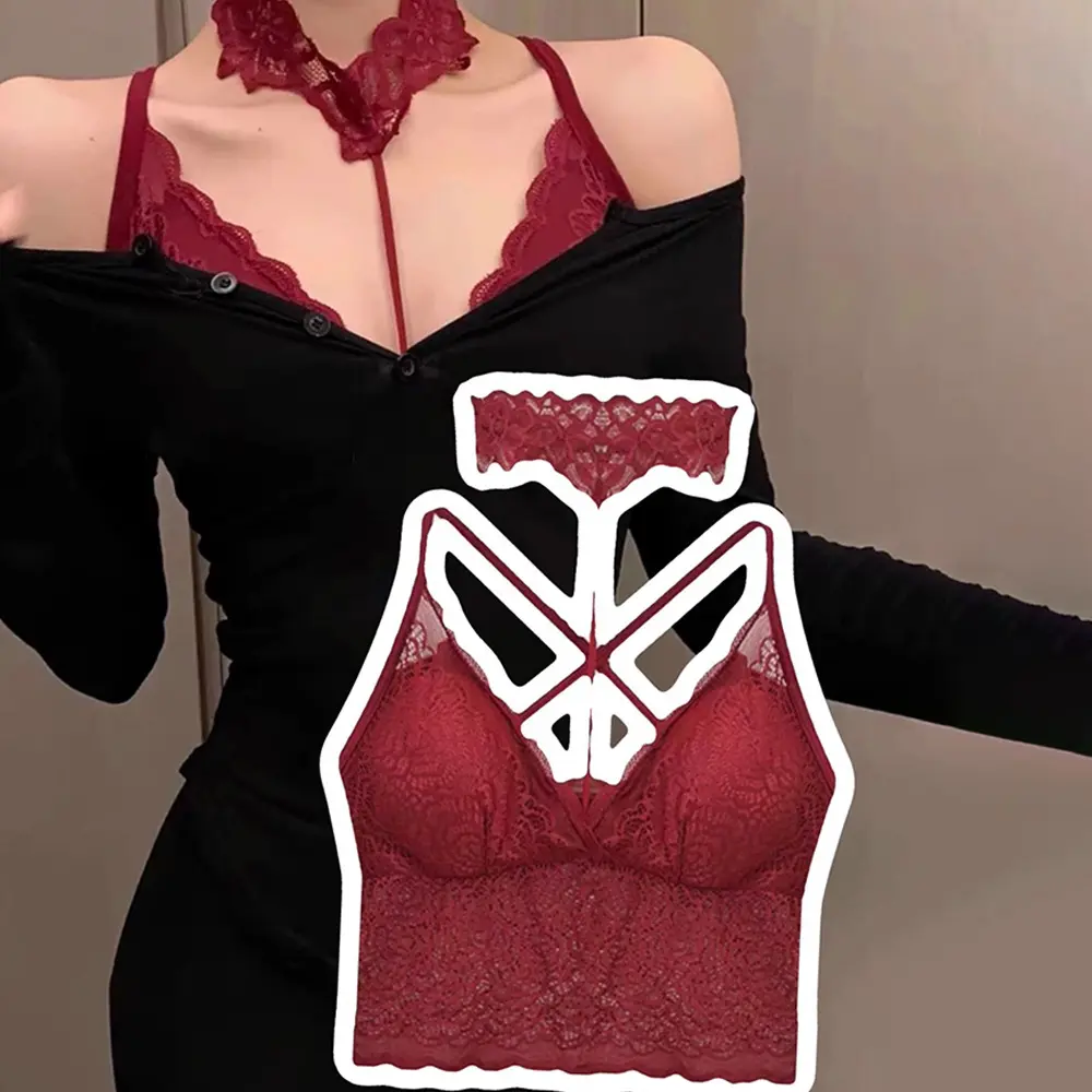 Áo Vest Lưng Đẹp Có Đệm Ngực, Ren Đỏ Nhỏ Phẳng, Áo Ống, Áo Quây, Gợi Cảm Và Cô Gái Nóng Bỏng, Áo Tube Top Cổ Yếm Hở Lưng Women Umi|áo trễ vai nữ tiểu thư