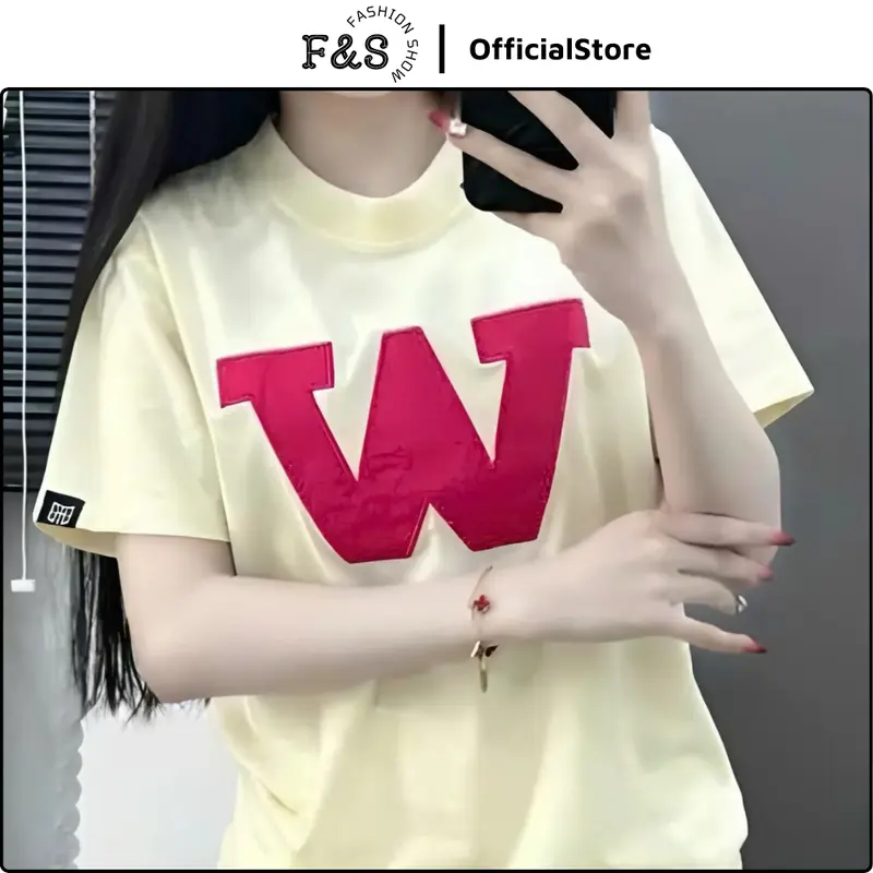 Áo thun unisex from rộng CHỮ W - Áo phông F&S nam nữ tay lỡ dành cho các cặp đôi Top Cotton Women Top Cotton Cổ Tròn 7