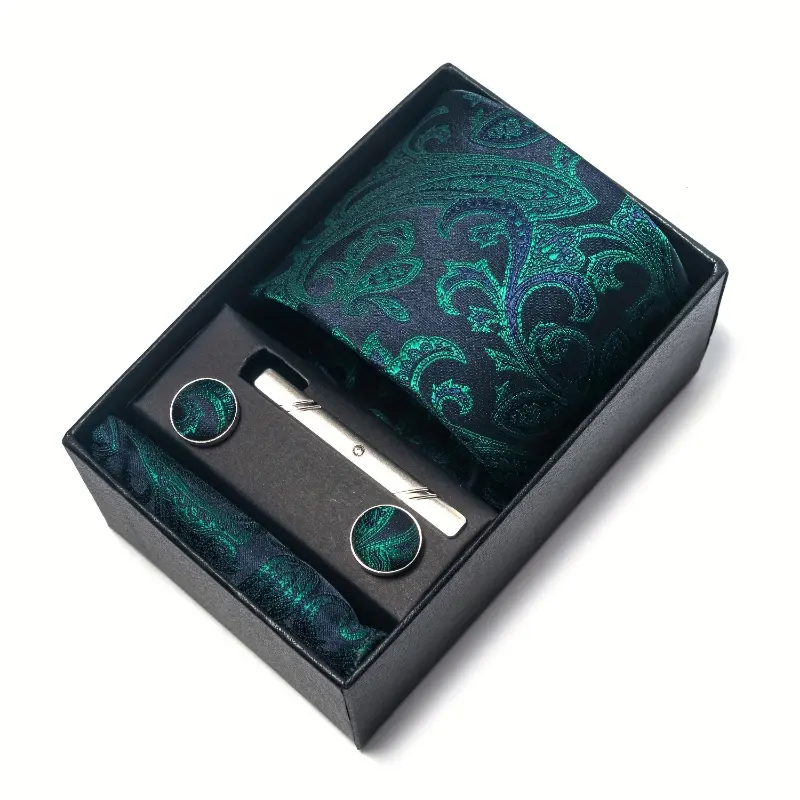 [Peisili Tie Handkerchief Set] 7.5 Cm Tie Handkerchief Cufflinks Set - Peisili Gift Box for Men - Suitable for Holidays Weddings Work 3