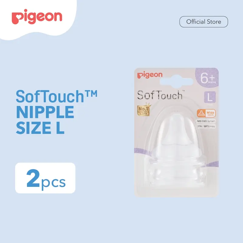 PIGEON SofTouch Nipple 2pcs Blister L 0