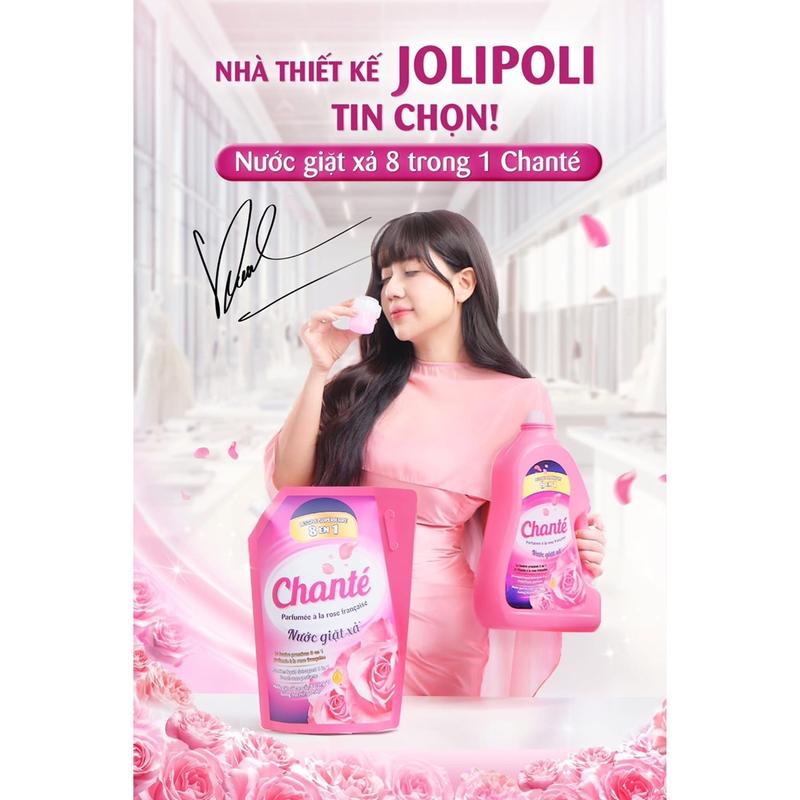 Nước giặt xả Chanté 3.1kg - 8 trong 1. Hương thơm Hoa Hồng Pháp, lưu hương 72h
