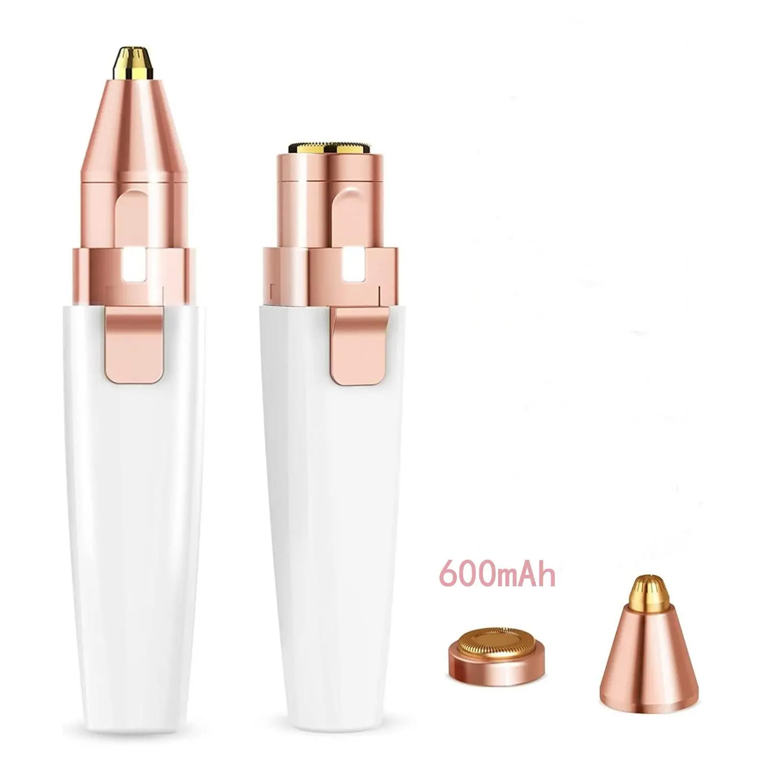 2 in 1 Electric Eyebrow Trimmer, Rechargeable Facial Hair Remover, Nose Hair Trimmer, Painless Hair Remover for Women & Men, with Built-in LED Light