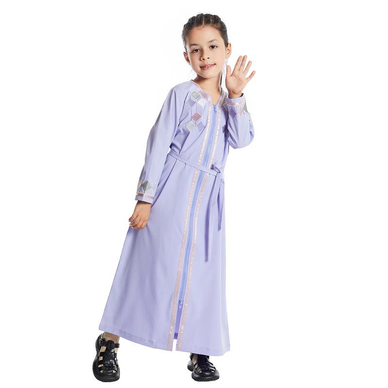 Product Introduction of Girls Kids Abaya Dress Clothing,Floral Printed Gown Children Robe 22