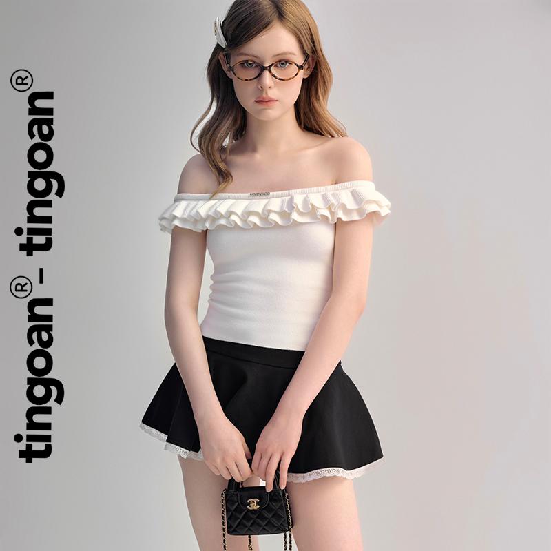 TINGOAN x TIKTOKSHOP - Áo len xù trễ vai phối hai bèo XING XING TOP