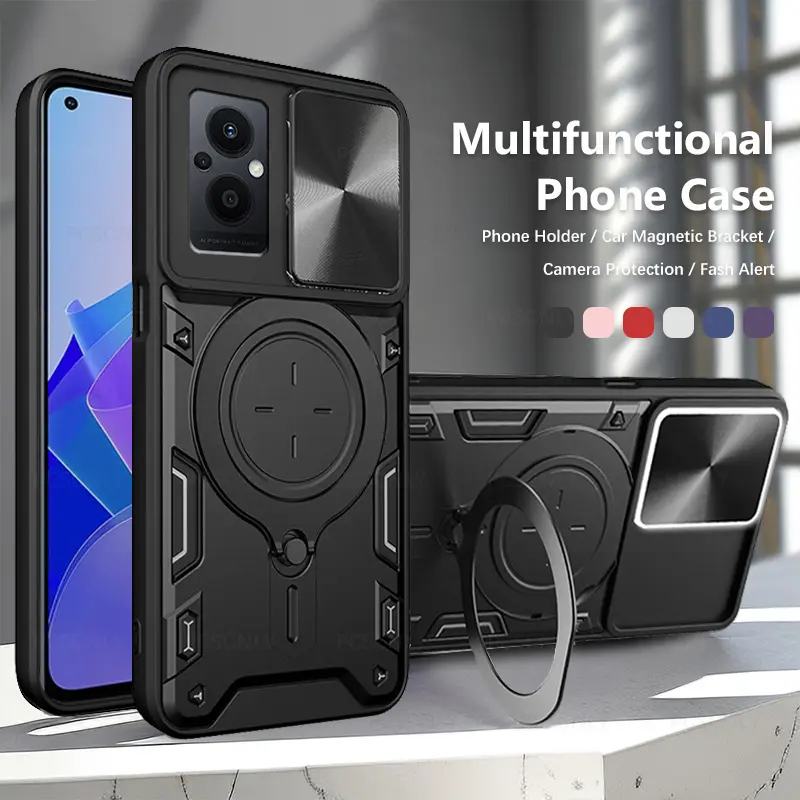 Shockproof Armor Phone Case For OPPO Reno 7 8 Lite Reno7 Z Holder Casing Camera Protection Sliding Hard Back Cover New Design OnePlus 1+ Nord N20  CPH2343  GN2200 CPH2459