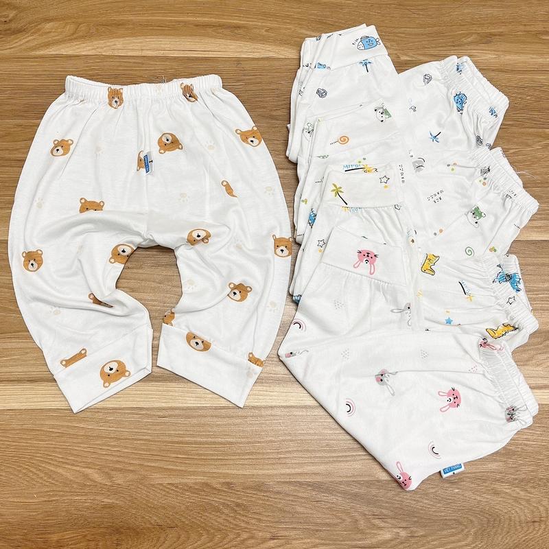 Quần Dài Sơ Sinh Thun Lạnh in Hình Quần Chục Có Đáp Đũng Đóng Bỉm Thoải Mái Siêu Mềm Cho Bé Trai Bé Gái Sơ Sinh