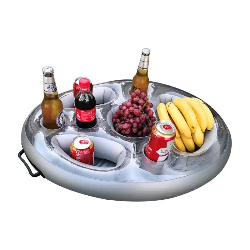Inflatable Beverage Holder, Multipurpose Inflatable Floating Drink Holder, Floating Beverage Tray for Pool, Hot Tub, Garden Party 0