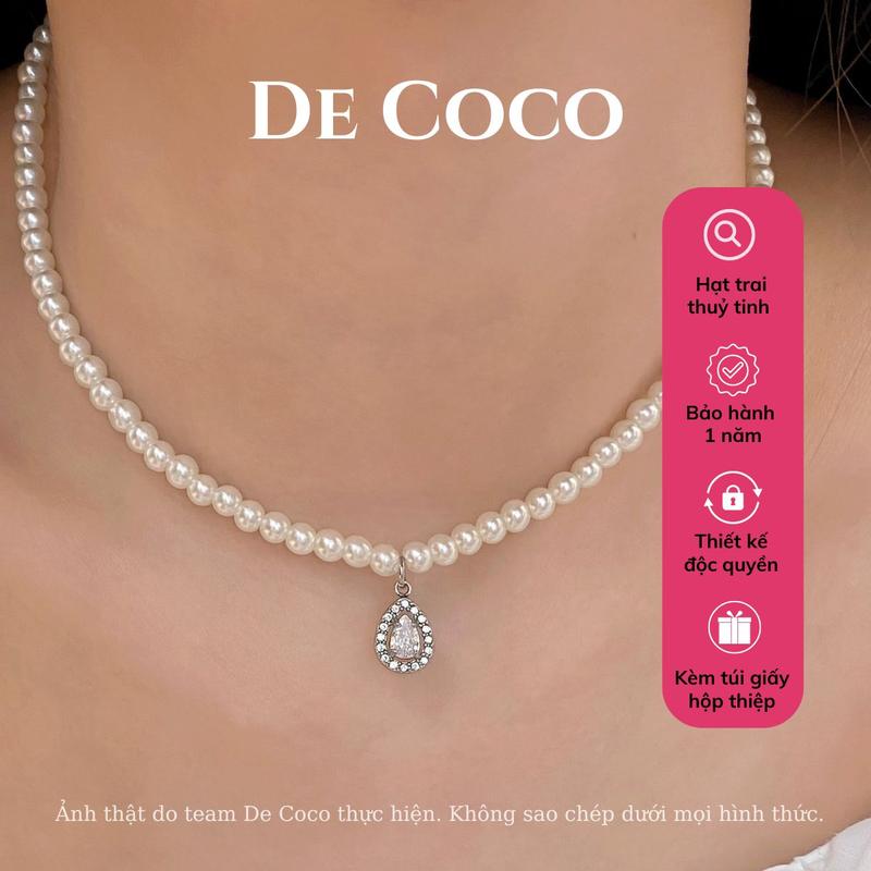KHÔNG ĐEN GỈ - Vòng cổ, dây chuyền choker nữ mặt giọt nước đính đá LEA De Coco (kèm Túi giấy + Hộp + Thiệp) Trang Sức Chain Women Jewelry