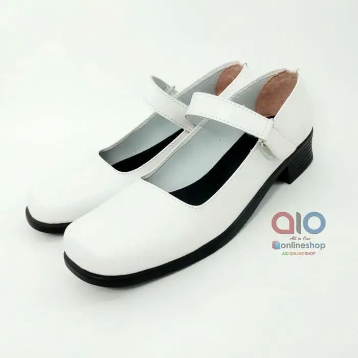 Aline Sepatu Pantofel Wanita Putih Hak 3 Cm Formal Bidan Perawat Dokter Akper Akbid A05 Heels 2