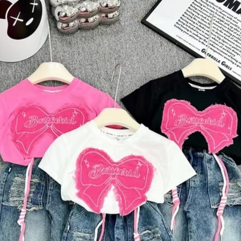 Áo cho bé gái cổ tròn mẫu NƠ HỒNG 8--33KG kg,chất COTTON mềm co dãn thấm mút mồ hôi mặc thoải mái dễ chụi