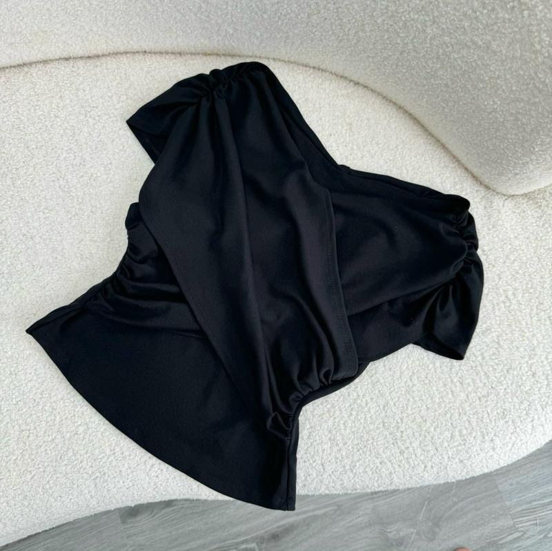 Product Introduction of Áo thun trễ vai cổ tim bigsize, vải thun borip co giản mềm mịn mát dành cho nữ chubby (60-95kg) A240 7