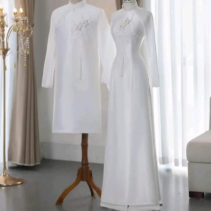 Đ&M87_Áo Dài cặp Cô Dâu Chú Rể Màu Trắng Áo Cưới  Váy Cưới Nữ Women