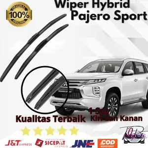 Wiper Hybrid Mobil  Mitsubishi Pajero Sport Sepasang 2 PCS Kiri dan Kanan Tanpa Rangka Besi Sapuan Kaca Wiper Hybrid Mobil Depan Blade Model Banana Karet Kendaraan