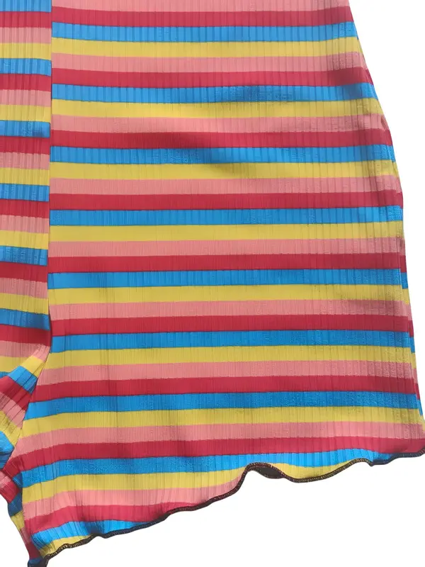 Women's Rainbow Stripe Pattern Bow Decor Contrast Lace Romper, Casual Sleeveless Romper for Summer, Fashion Women's Clothing for Daily Wear 8