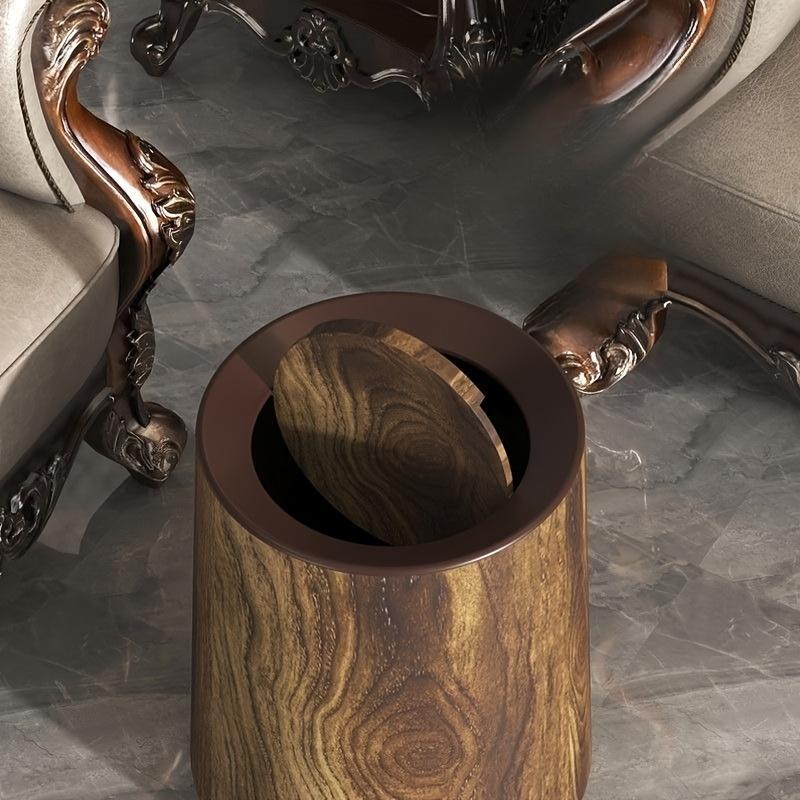 Product Introduction of Wood Grain Design Trash Can, 1 Count Modern Silent Trash Can, Household Waste Bin with Lid, Trash Bin for Home, Office and Hotel 8