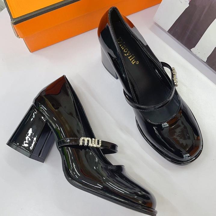  Giày maryjane nữ cao gót 7p tiểu thư gót trụ hàng QC 1988-25 Shoes Có Quai Cao Su giay  7 đốc 