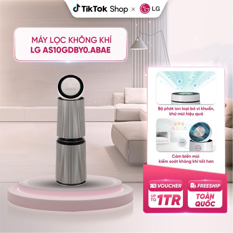 Máy lọc không khí LG PuriCare AS10GDBY0 (2 tầng) 360 Alpha PET - Công nghệ UVNano và Ion âm diệt khuẩn AS10GDBY0.ABAE