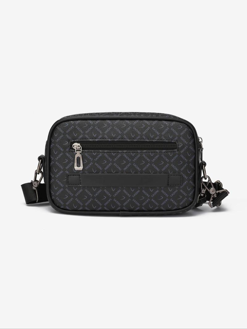 Product Introduction of Men's Fashionable Plain Color Crossbody Bag, Pu Leather Zipper Shoulder Bag for Daily Used, Casual Trendy Versatile High-quality Daily Commuting Bag 13