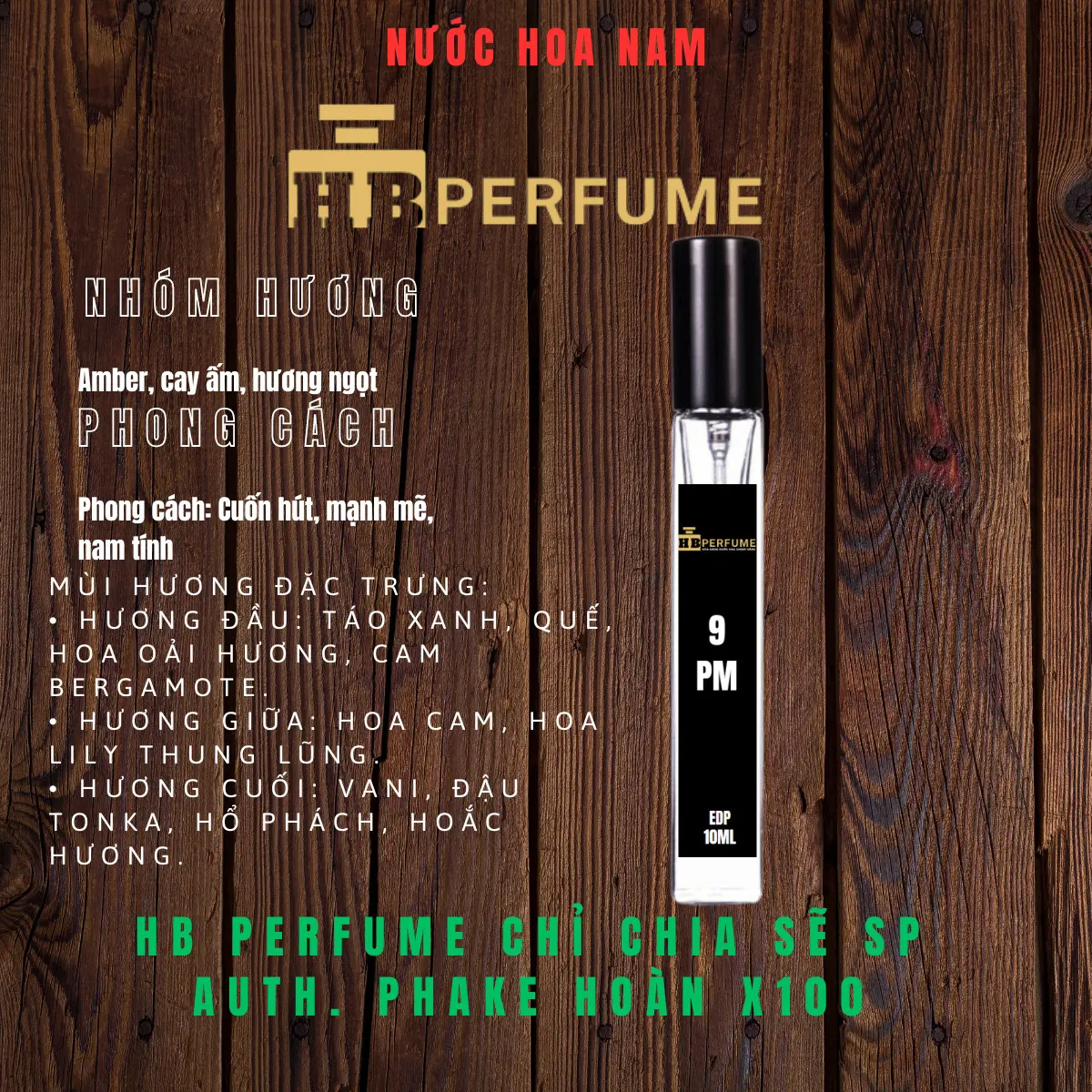 [Chuẩn Auth]HB Perfume. 10ml Nước hoa Nam CHÍN PM. EDP. Xịt Thơm Cosmetic rachelperfume sarah