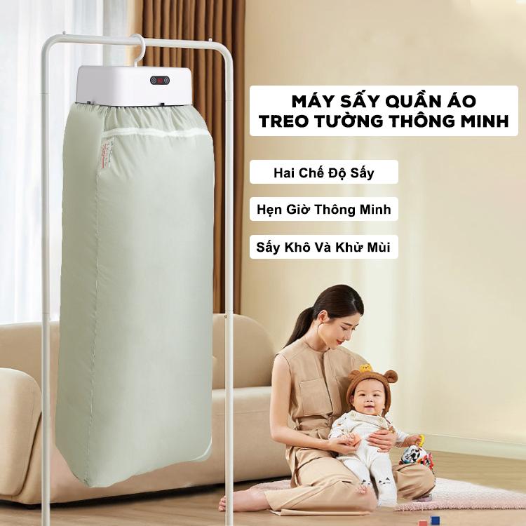 GIẢM GIÁ Máy Sấy Quần Áo Gấp Gọn 600W Tủ Sấy Quần Áo Di Động Mini Công Nghệ Sấy 3D Có Hẹn Giờ Tự Động Tắt Bảo Hành 12 Tháng