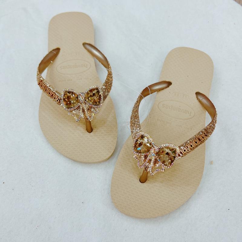 DÉP HAVAIANAS KIM TUYẾN CHARM NƠ MINI - LINDATRAN