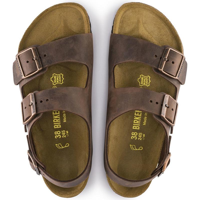 Birkenstock Men Sandals Women Back/Ankle-Strap Milano Oiled Leather Sandals 4