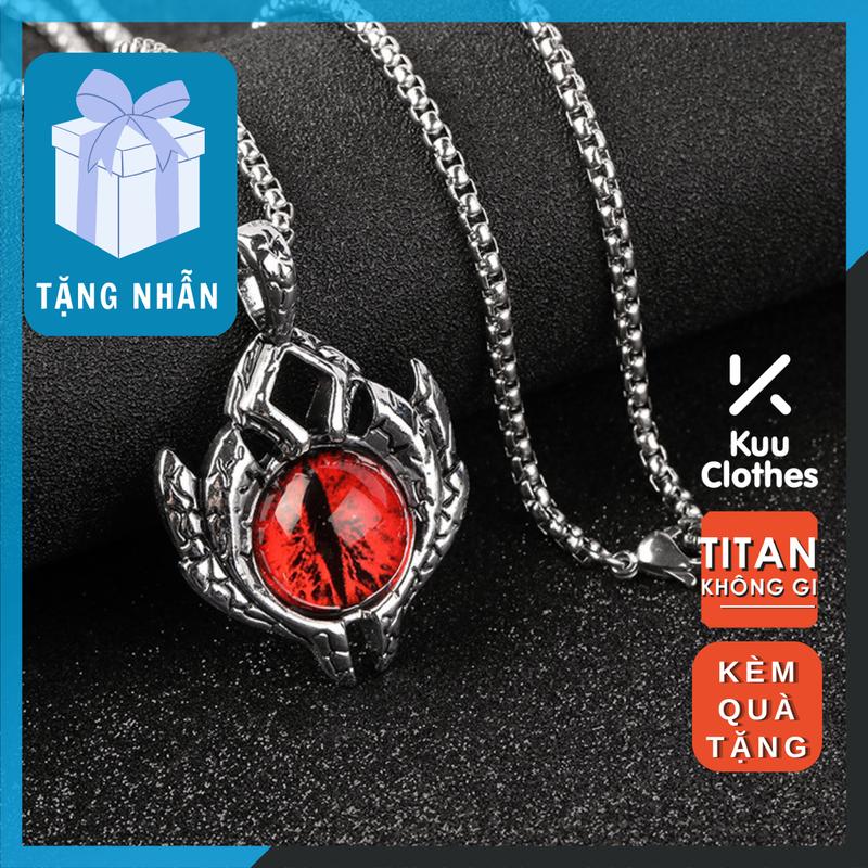 ( Quà tặng nhẫn) Vòng cổ nam titan dây chuyền trơn mặt dây chuyền mắt quỷ B.lueeyes - KuuClothes