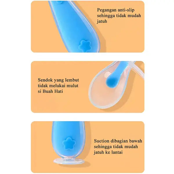Kiddikiddo Sendok Anti Sedak Alat Makan Anak Bayi Perlengkapan Makan Bayi Training Spoon 3