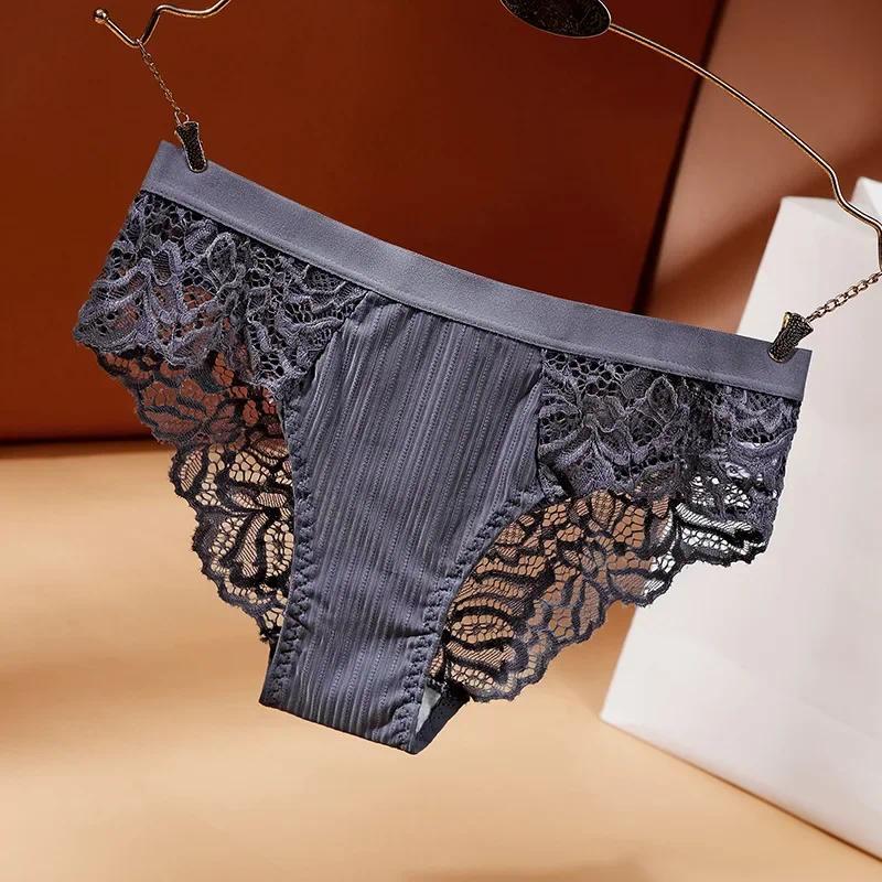 Product Introduction of Fashion Women Lace Flowers Panties Underwear Soild Color Soft Briefs Breathable Seamless Lingerie Female Low Waist Underpants 3