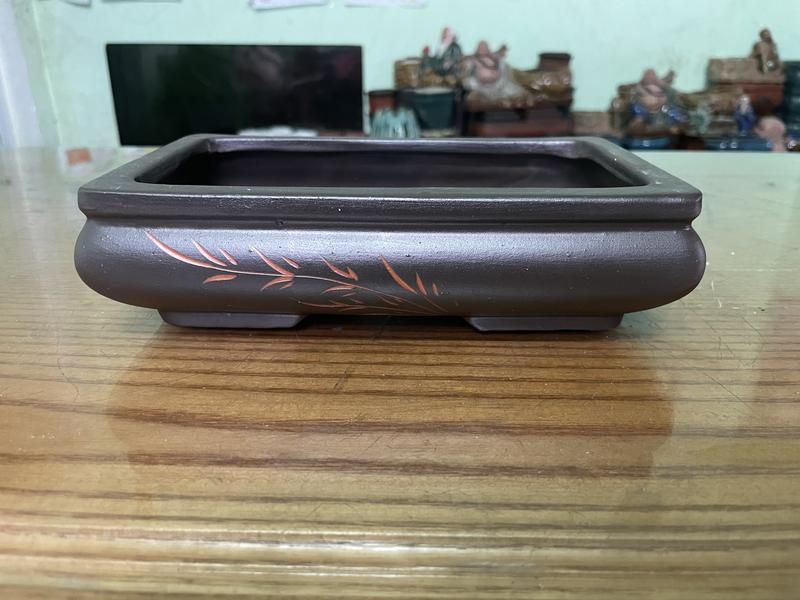 Chậu bonsai gốm Bát Tràng dáng chữ Nhật kích thước phủ bì 20x12x6cm