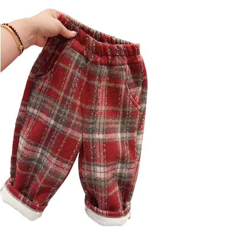 Quần Dài Lót Lông Cừu Mùa Đông, Cho Trẻ Em, Phong Cách Anh Quốc, Quần Dáng Rộng Lưới, Cho Bé Gái, Dày, Nhung Tích Hợp, Quần Ống Đứng, Con Trai, Thích Hợp Cho Trẻ Em 4