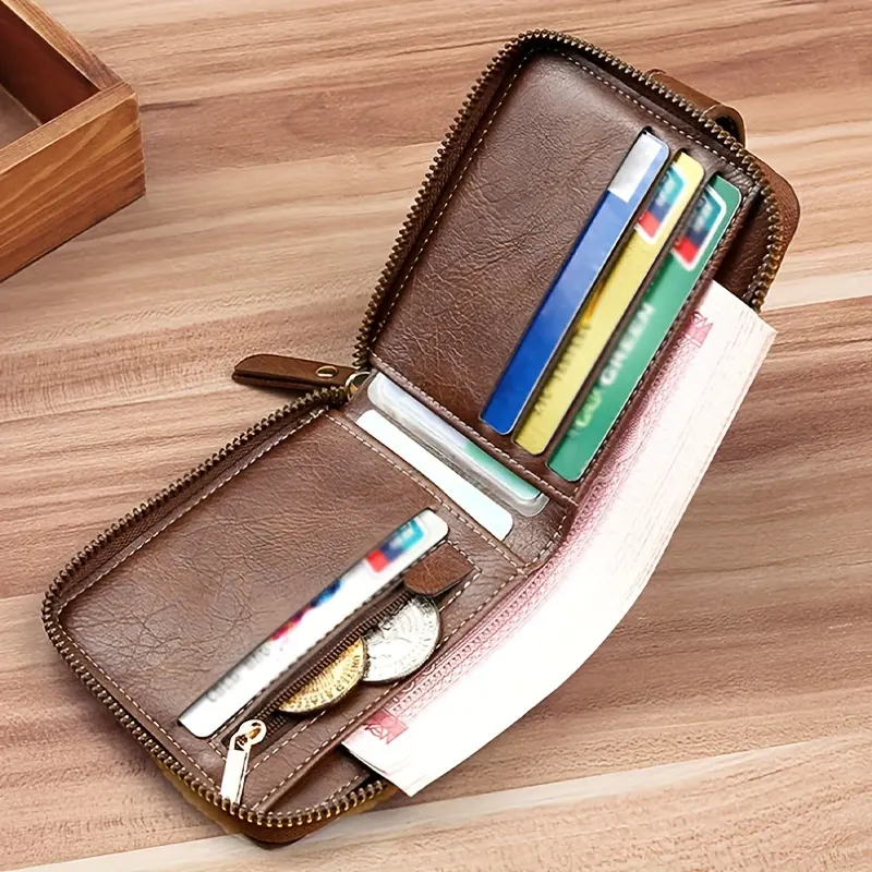 Ví Nam, Thời Trang, Họa Tiết Cây, Khóa Kéo, Chất Liệu PU, Ngăn Đựng Thẻ Tín Dụng, Ngăn Đựng Tiền Xu Kéo Khóa Nhỏ, Cài Đóng Nút, Thích Hợp Sử Dụng Trong Công Sở, Ý Tưởng Quà Tặng Lý Tưởng Cho Nam Giới, 1 Cái 3