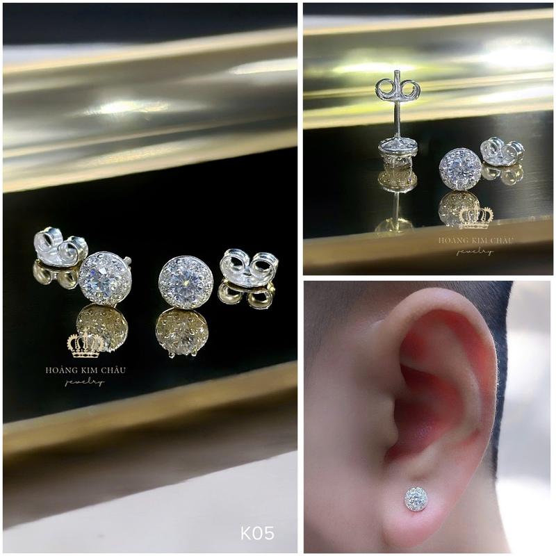 Bông tai nụ bạc nam nữ Hoàng Minh Châu Jewelry - bộ sưu tập khuyên tai nam nữ chuẩn bạc cao cấp 4