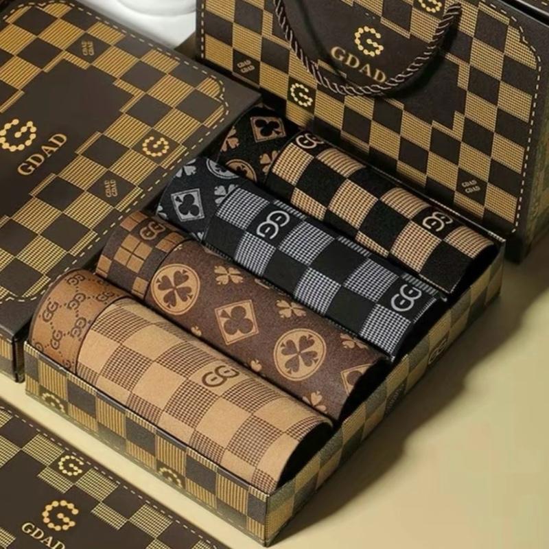 Combo 4 quần ( tặng 1 quần =5)quần sịp đùi nam chất thun lạnh. Cạp dệt hoạ tiết kẻ karo