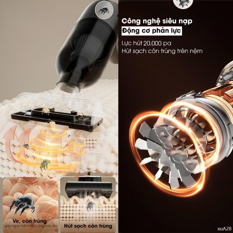 Máy hút bụi cầm tay mini không dây DELADEP, hút bụi ô tô, giường, sofa lực hút siêu mạnh 20.000PA BH 12 Tháng MHB01 3