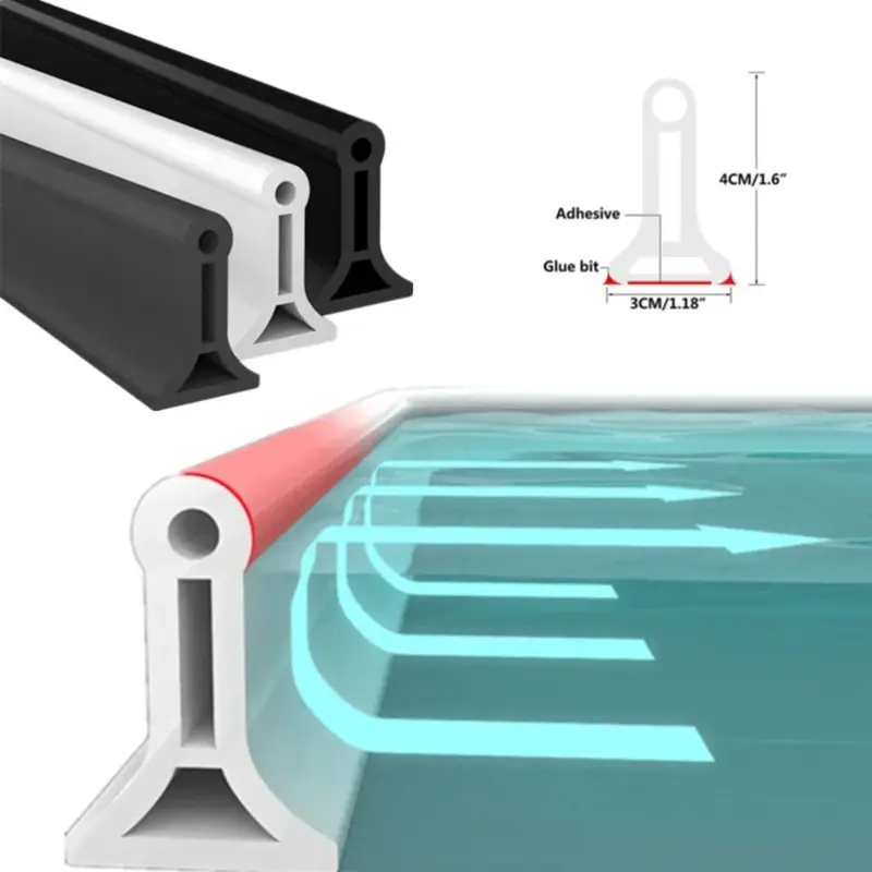 Dải Giữ Nước Bằng Silicon, Rào Chắn Nước, Tự Dính, Có Thể Uốn Cong, Ngăn Chặn Tách Khô Và Ướt, Dẻo, Thích Hợp Cho Phòng Tắm, Phòng Tắm, Nhà Bếp Và Nhà Vệ Sinh, Ngăn Chặn Nước 0