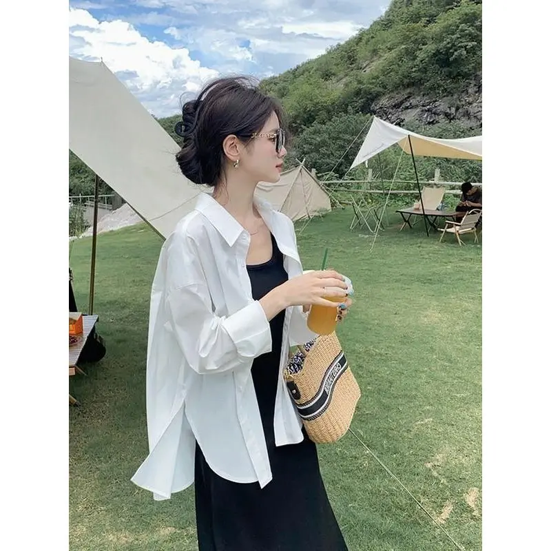 Áo Sơ Mi Trắng, Dành Cho Nữ, Mỏng Mùa Hè, Cỡ Nhỏ Áo Sơ Mi Chống Nắng Áo Khoác Cardigan, Có Thể Mặc Ngoài Trời, Thiết Kế Đẹp, Độc Đáo Hàng Đầu