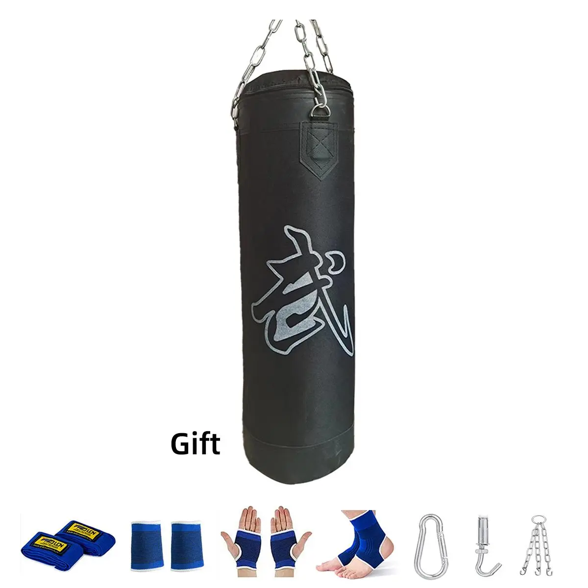 Boxing Sandbag with Hook & Chain Set, High Height Boxing Sandbag, Martial Arts Training Sandbag, with Protective Gear, Shin Guards, Gift for Boxing Enthusiasts [packaging List As Picture Shown]