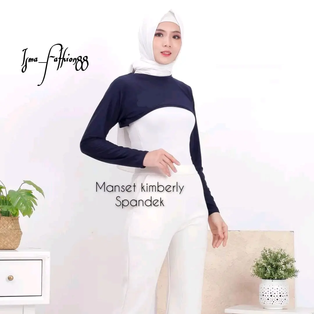manset kimberly croptop long bolero spandek premium Muslim Wanita Panjang Hitam Baju Balon Simple Remaja