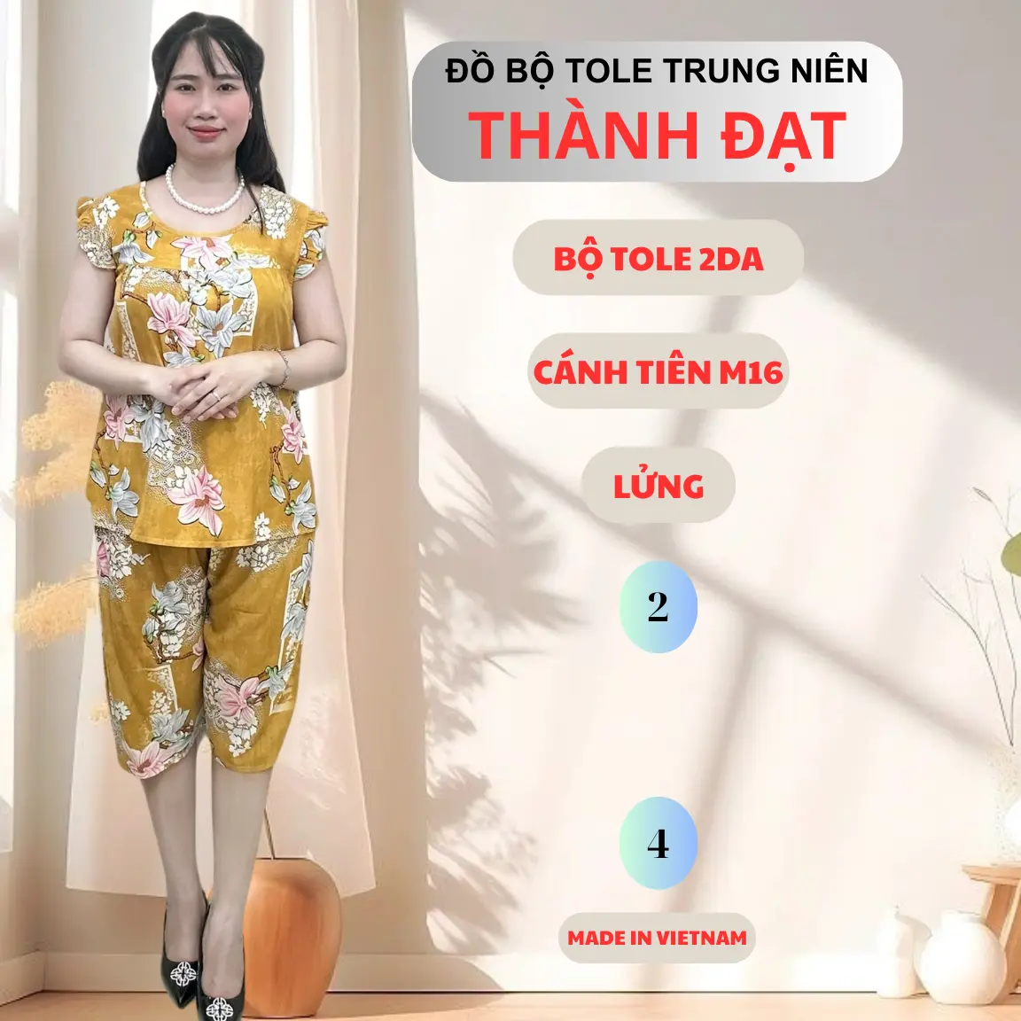 ĐỒ BỘ MẶC NHÀ TOLE 2 DA LỬNG CÁNH TIÊN MÃ 16 TỪ 40KG