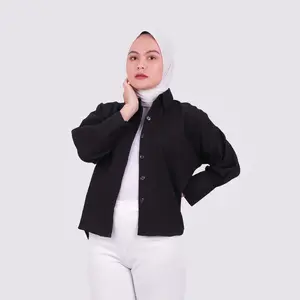 CLOTIVA Kemeja Linen Wanita Atasan Wanita Baju Basic Crinkle Kain Linen Panjang Oversize Airflow kemeja linen wanita Top