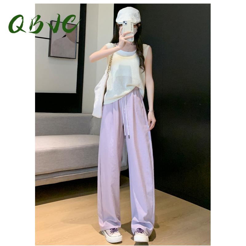 Quần Ống Rộng, Dành Cho Nữ, Cạp Cao, Màu Trơn Quần Ống Đứng, Dáng Rộng Vừa Vặn, Thích Hợp Đi Làm Và Mặc Thường Ngày QBVC 6