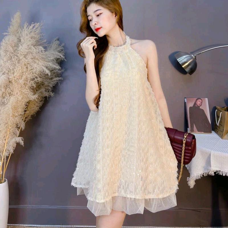 2M197 Đầm baby doll Nữ dáng ngắn, cổ yếm tầng _ Dress Women váy xoè váy  tiệc
