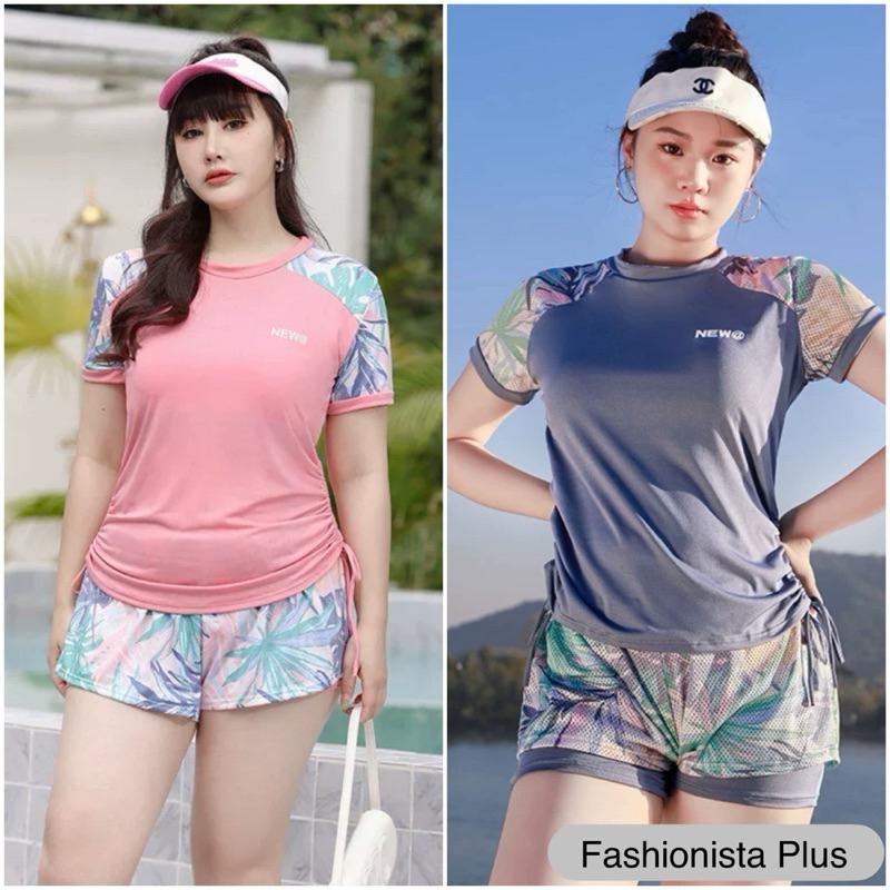Product Introduction of Plus size curvy swimsuit with sleeves and shorts for women, swim wear, beach wear water sports swimming suit 17
