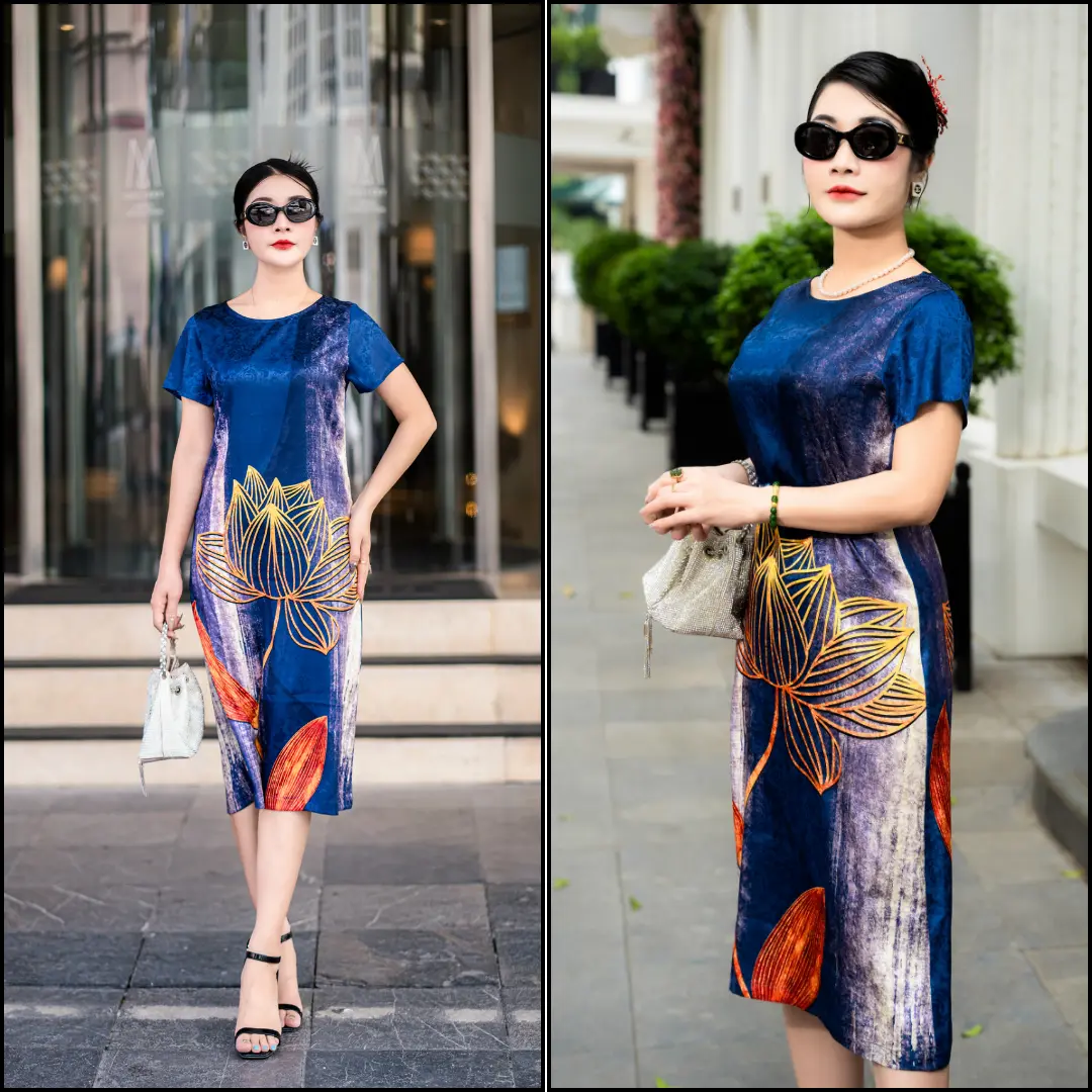 [ Có BigSize ] Đầm Trung Niên Cao Cấp - Lady Amy, Chất Lụa Thái Tuấn Lụa Cao Cấp In Công Nghệ 8D Sắc Nét, Tôn Vẻ Đẹp Quý Phái, Sang Trọng, Thanh Lịch Nữ [VIP 1]