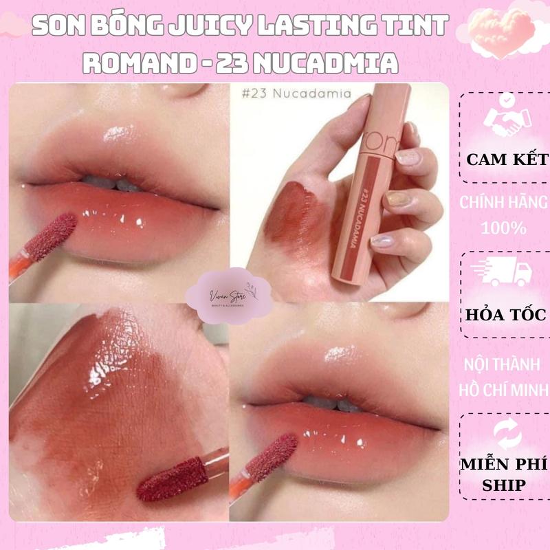  Son Romand bóng Juicy 23 Nucadamia son tint hàn quốc 