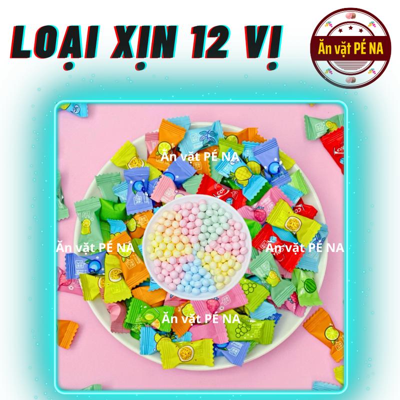 (Loại xịn 12 vị) 1KG Kẹo ngậm vị trái cây không đường mix vị - Ăn vặt Pé Na Candy Food Viên chua không caffeine Snack Thức Ăn tmin cục kẹo mini kẹo ngậm hằng du mục keomix nhieu vi kẹo không calo kẹo pixel vitamin c bạc hà