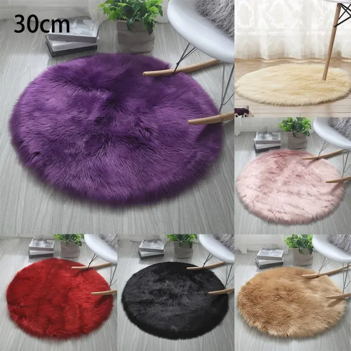 Round Soft Faux Sheepskin  Area Rugs Faux  Rug Bedside Rugs